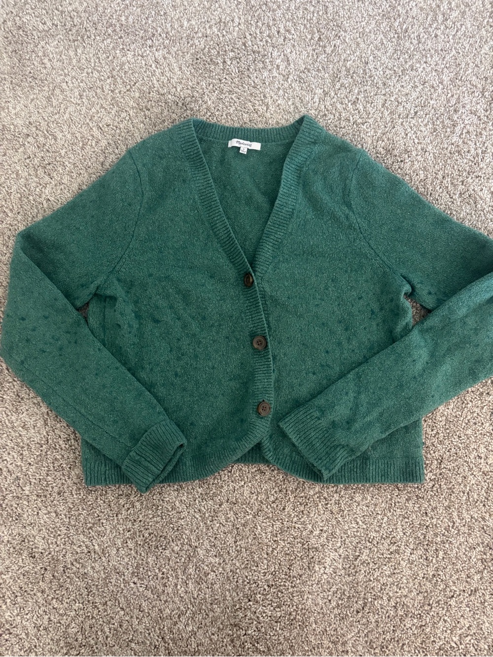 Madewell Forest Green V-Neck Button Cardigan